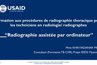 Image of first slide and title of French  version of module 3. Radiographie assistee par ordinateur 